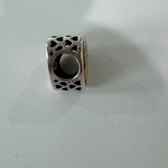 Authentic NEW Pandora Sterling Silver S925 ALE Locked Hearts Charm with 14K Gold - Picture 4 of 7